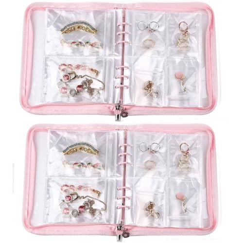 MAYCREATE® 2PCS Transparent Jewelry Storage Book, Anti Oxidation Jewelry Storage Organizer Bag with 60 Pockets for Bracelets Necklace Rings, Pink MAYCREATE® 2PCS Transparent Jewelry Storage Book, Anti Oxidation Jewelry Storage Organizer Bag with 60 Pockets for Bracelets Necklace Rings, Pink